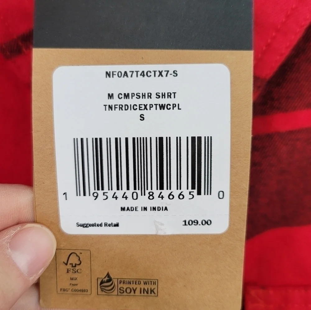 THE NORTH FACE CAMP SHIRT, SZ SMALL